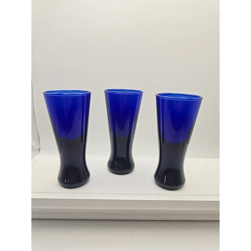 Cobalt Blue Shot Glasses‎ 3 Glasses! Unbranded